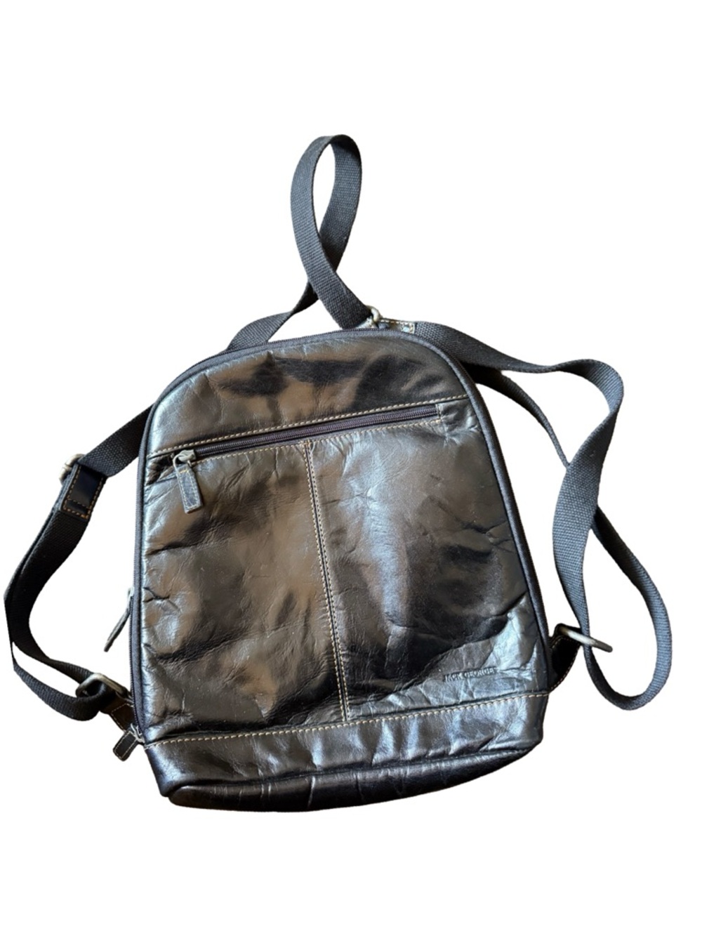 Jack Georges Voyager Genuine Leather Convertible Crossbody Backpack Black